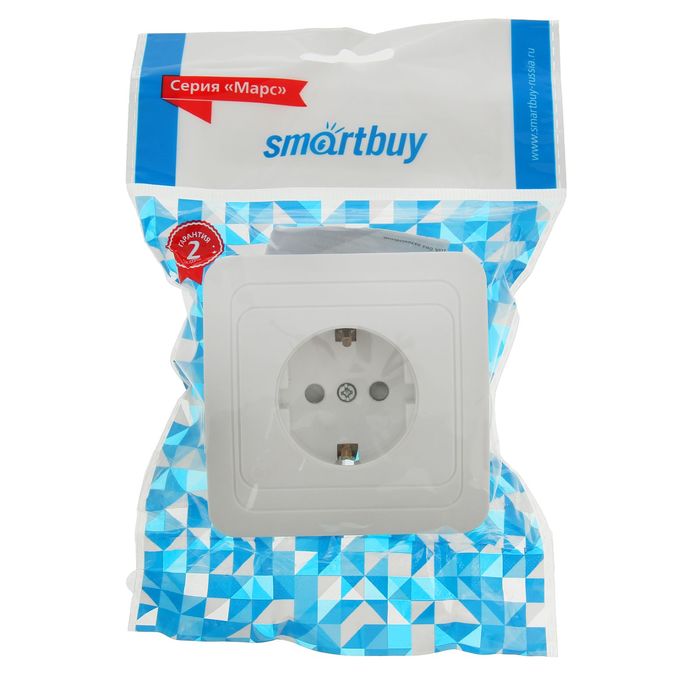 Розетка "Марс", 16 А, одноместная, скрытая, с з/к, с шторками, белая, SBE-02w-16-S1-1Z