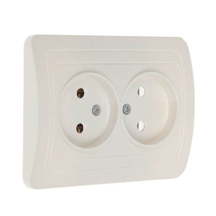 Розетка "Марс", 10 А, двухместная, скрытая, без з/к, белая, SBE-02w-10-S2-N