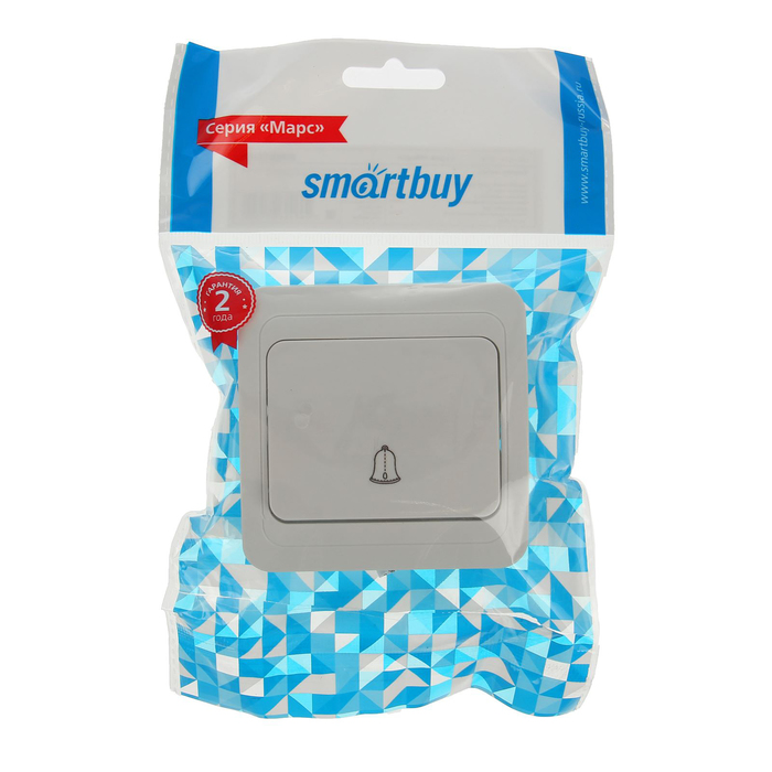 Кнопка звонковая "Марс", 10 А, 1 клавиша, скрытый, белый, SBE-02w-10-B1-0