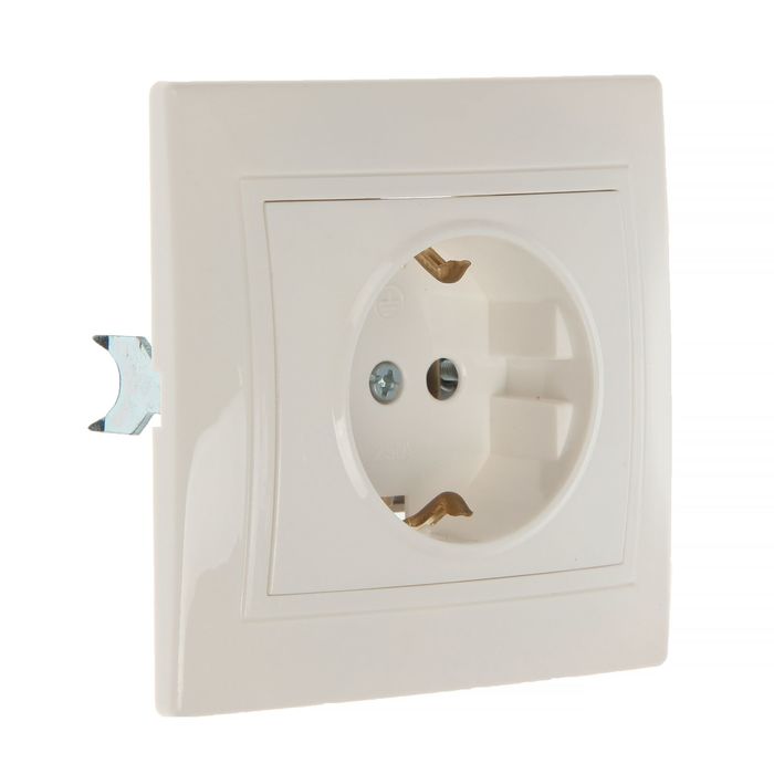 Розетка "Венера", 16 А, одноместная, скрытая, с з/к, белая, SBE-01w-16-S1-Z