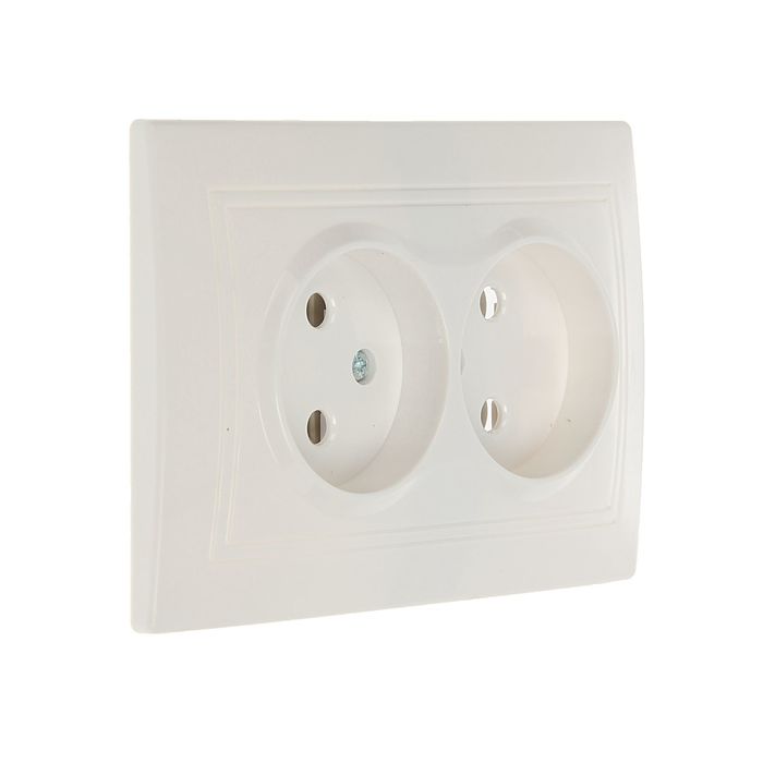 Розетка "Венера", 10 А, двухместная, скрытая, без з/к, белая, SBE-01w-10-S2-N