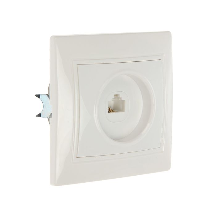 Розетка телефонная "Венера", одноместная, скрытая, белая, SBE-01w-S1-PH