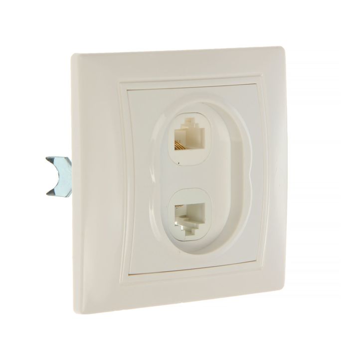 Розетка телефонная/комп. "Венера", одноместная, скрытая, белая, SBE-01w-S1-RJPH