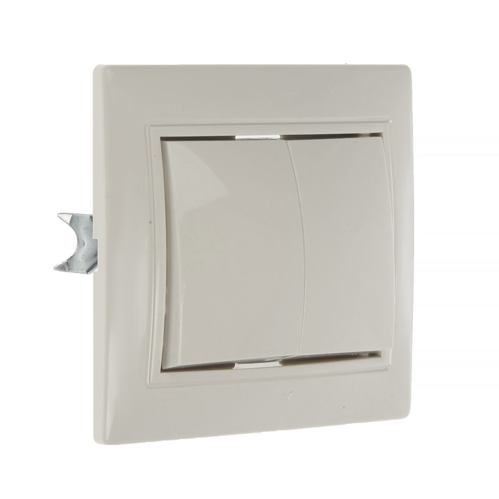 Выключатель "Венера", 10 А, 2 клавиши, скрытый, цвет сл.кость, SBE-01i-10-SW2-0