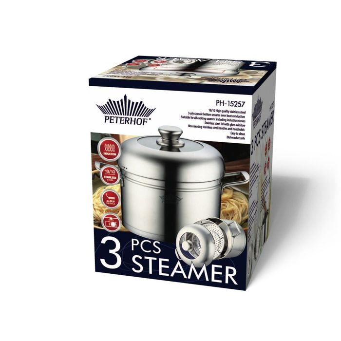 Пароварка PETERHOF, кастрюля, дуршлаг, 6 л