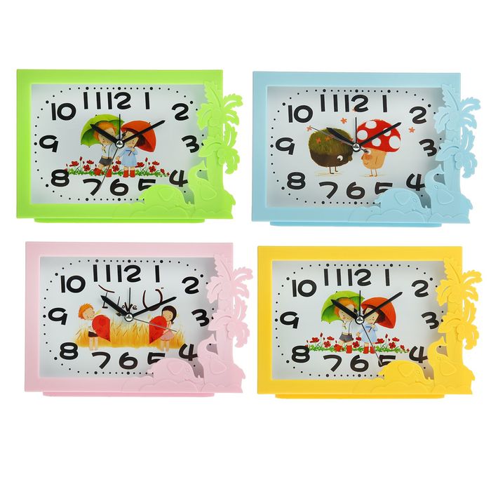 Будильник детский "Пальмы и слоник", 18.5х13 см, микс