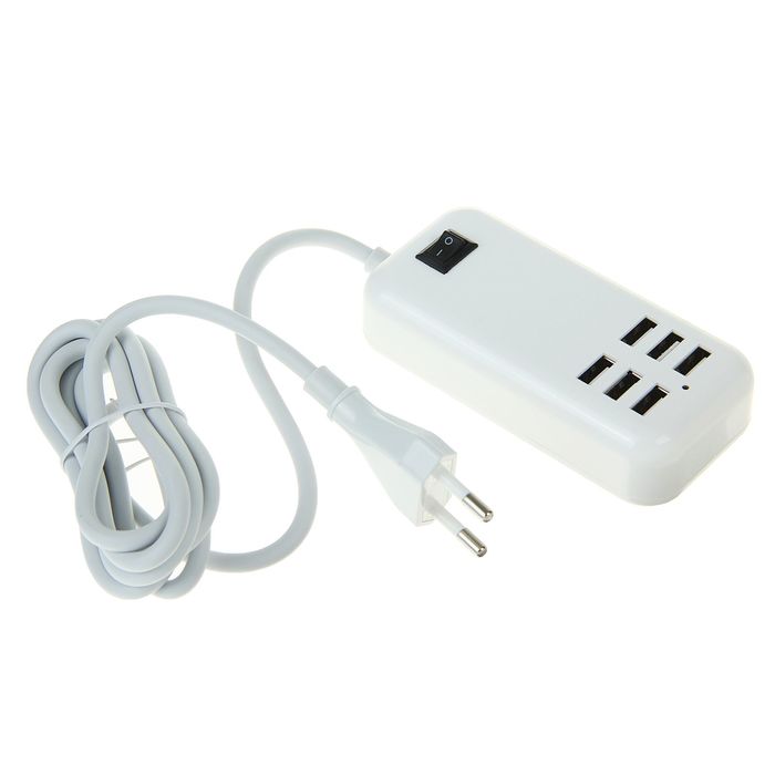 Зарядная станция 6 USB порта, 1,1А каждая, провод 1,3м