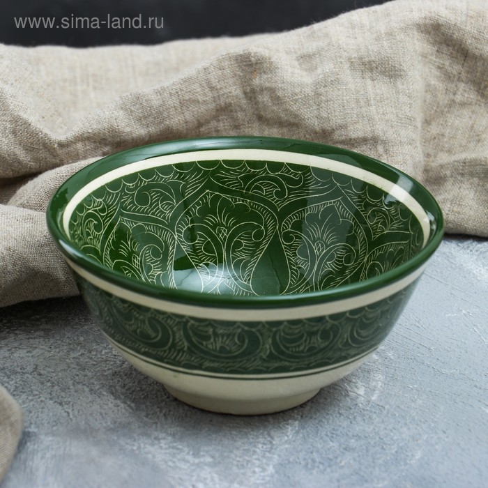 Коса Риштанская Керамика Узоры 15,5 см, малая, зелёная