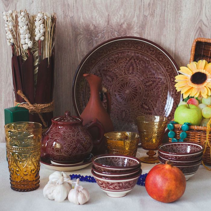 Ляган круглый, 31 см, риштанские узоры, коричневый