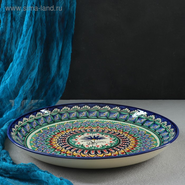 Ляган Риштанская Керамика Узоры, 36 см, синий ляган риштанская керамика узоры 36 см синий