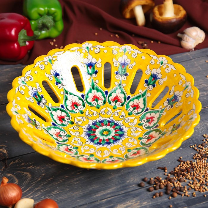Фруктовница «Риштан», 28 см, жёлтая