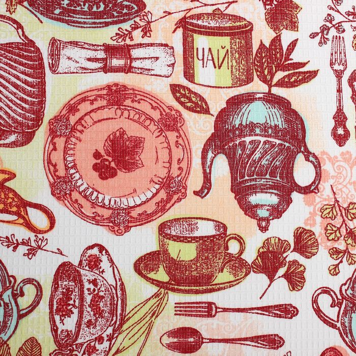 Полотенце "Доляна" Чайные традиции, размер 35 х 60 см, вафельное полотно