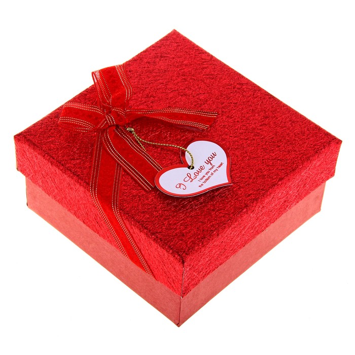 Коробка подарочная "Блестка", красный, 11 х 11 х 5,5 см