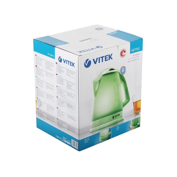 Чайник электрический Vitek VT-1104G, 2200 Вт, 1.8 л, зеленый