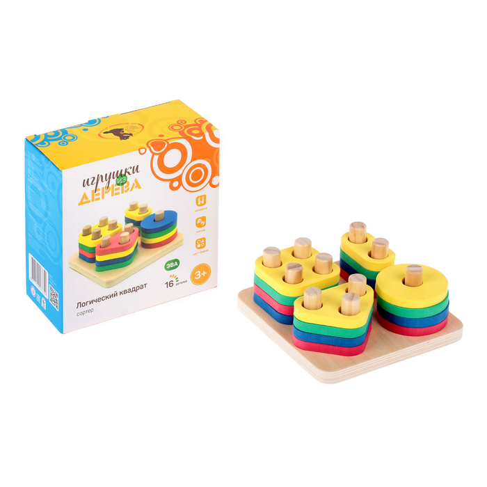 Сортер "Логический квадрат", 16 деталей