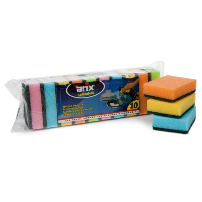 Губка с фиброй для посуды, "Миди" - 10 шт.