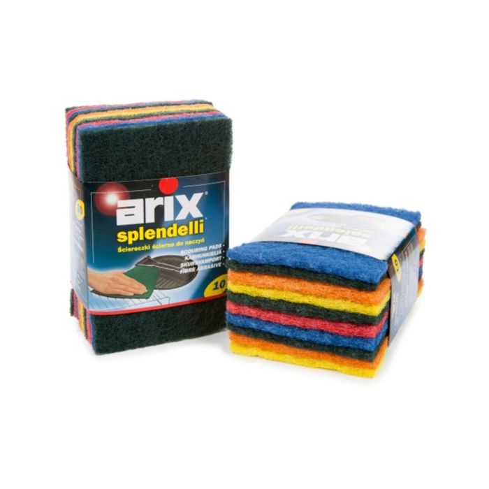 Губка абразивная для посуды цветная, 10 х 15 см, 10 шт.