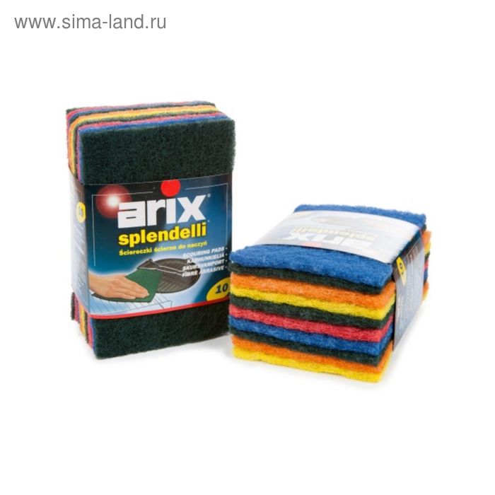 Губка абразивная для посуды цветная, 10 х 15 см, 10 шт