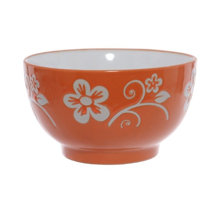 Салатница оранжевая, белая, 14 см