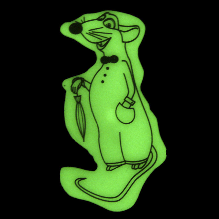 Наклейка светящаяся "Крыса джентльмен" 10,7х5,7 см