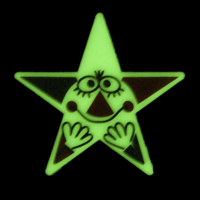 Наклейка светящаяся "Забавная звезда Клоун двухцветный" 7,5 см