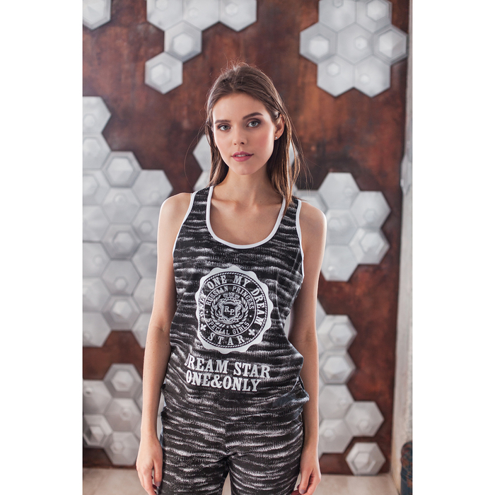 Костюм женский (майка, брюки) Беверли цвет тёмно-серый, р-р 50