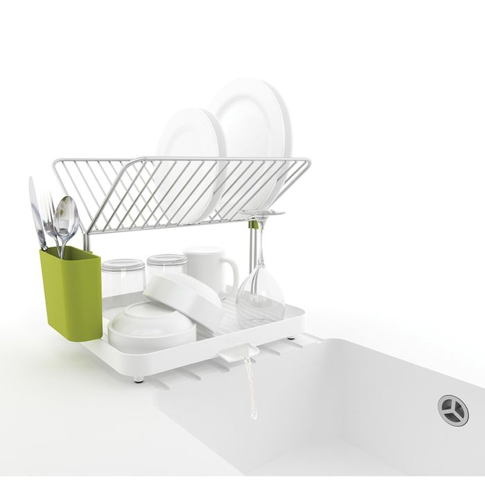 Сушилка для посуды Joseph Joseph Y-rack бело-зелёный, 2-уровневая, со сливом