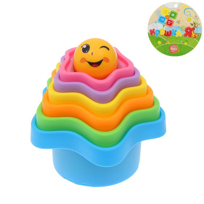 Развивающая игрушка «Пирамидка-стаканчики: Цветок», 7 предметов