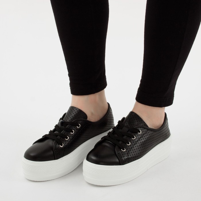 Кеды на платформе женские, размер 36, цвет чёрный (арт. 6794B)