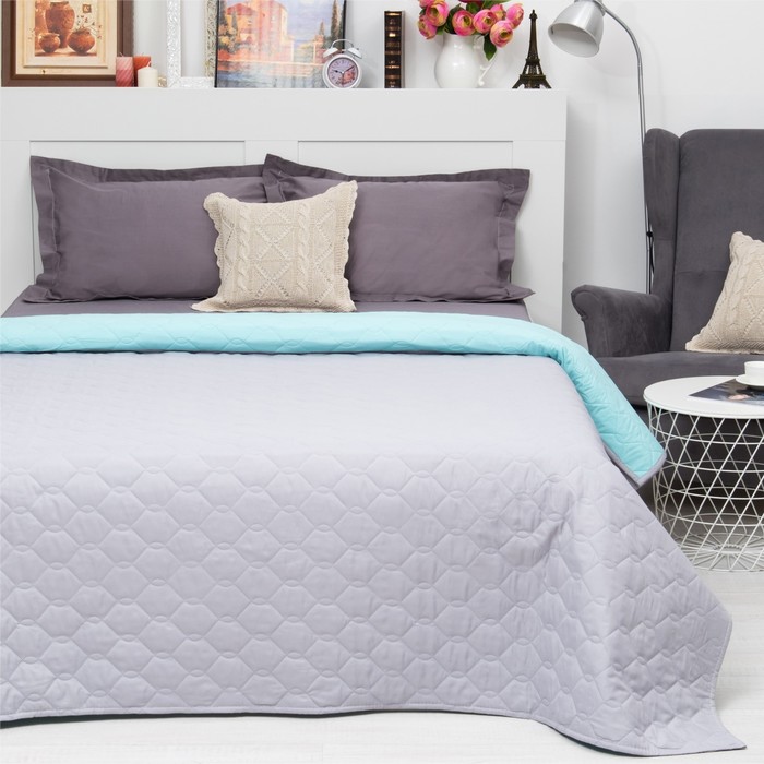 Покрывало Этель Ультрастеп Краски сна, размер 180х215 см, цвет серо-голубой, 90 г/м2