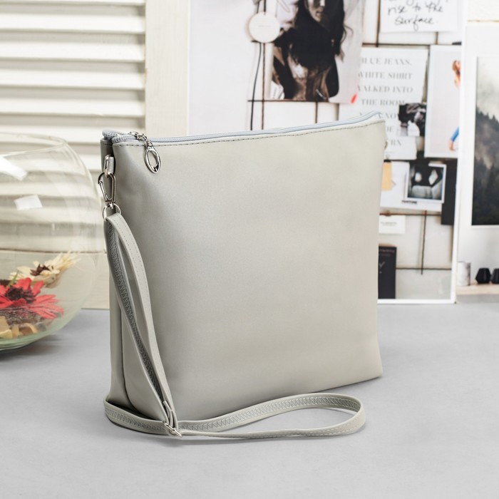 Сумка женская "Классика", отдел на молнии, регулируемый ремень, цвет серый