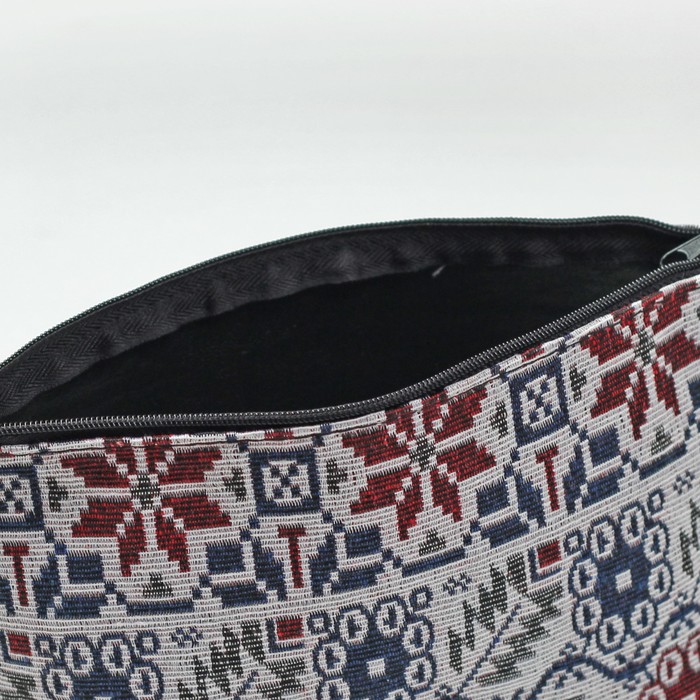 Косметичка простая на молнии "Орнамент", 1 отдел, цвет синий