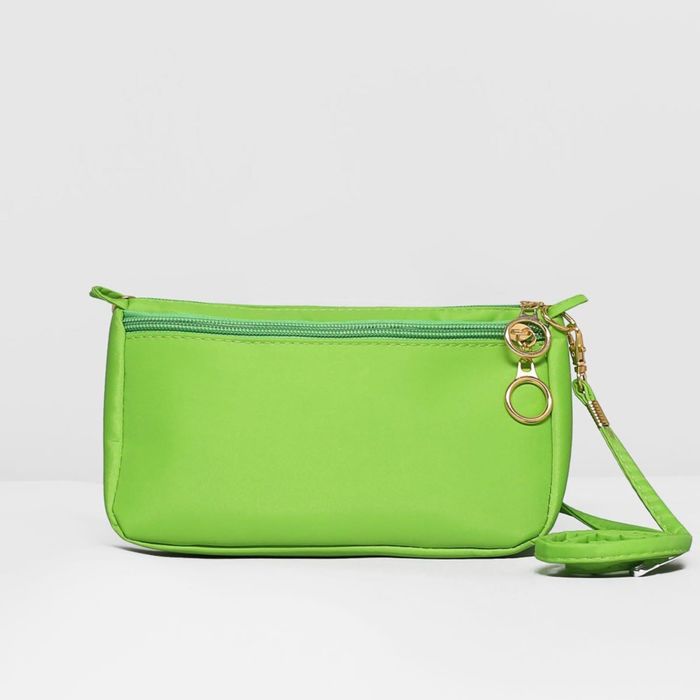 Сумка женская, отдел на молнии, наружный карман, с ручкой, длинный ремень, цвет зелёный
