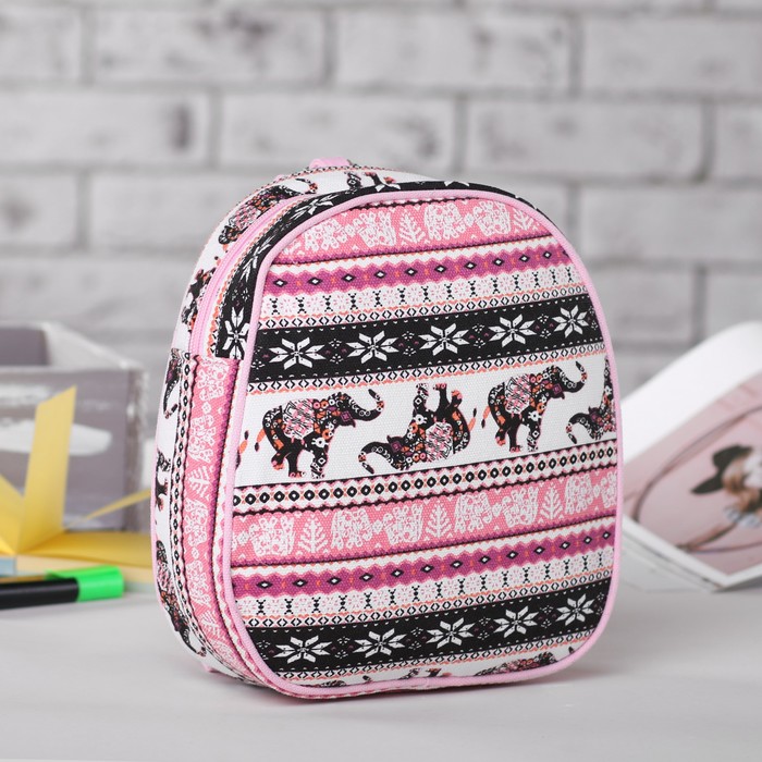 Рюкзак дет Слоны, 22*7*25, отдел на молнии, черн/розовый