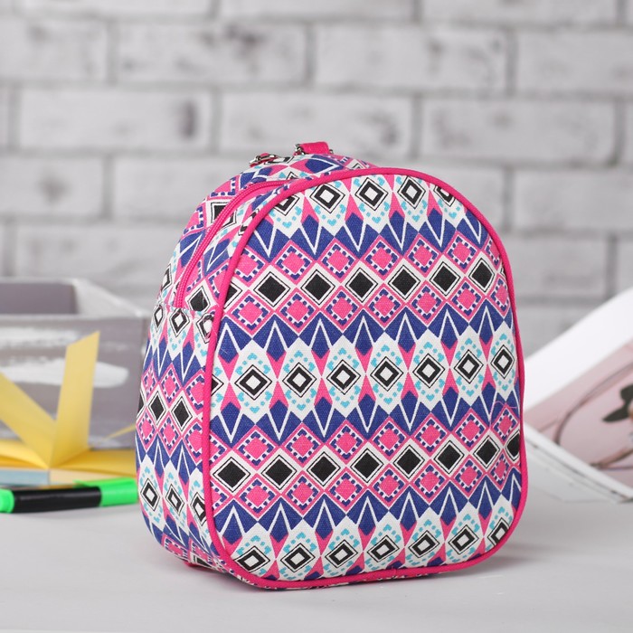 Рюкзак дет Орнамент, 22*7*25, отдел на молнии, сине/малиновый