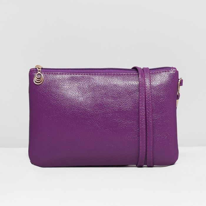 Клатч женский "Классика", отдел на молнии, длинный ремень, цвет фиолетовый