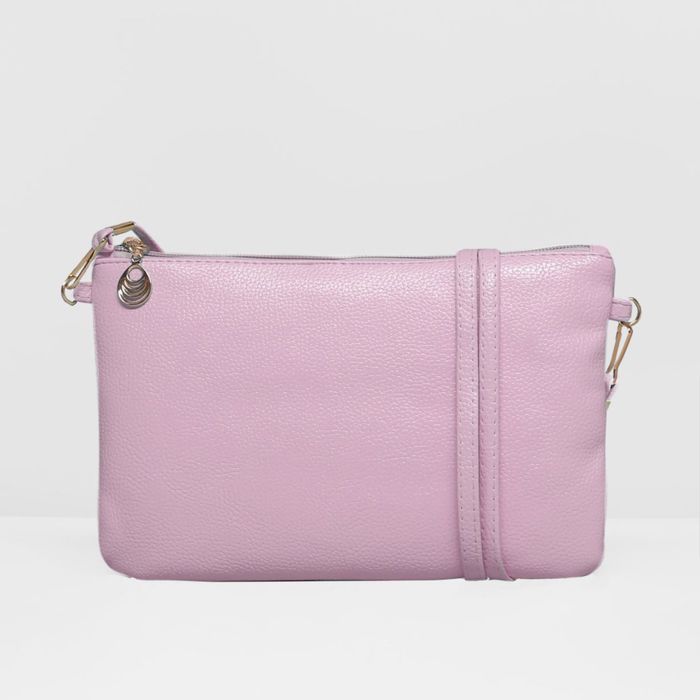 Клатч женский "Классика", отдел на молнии, длинный ремень, цвет сирень