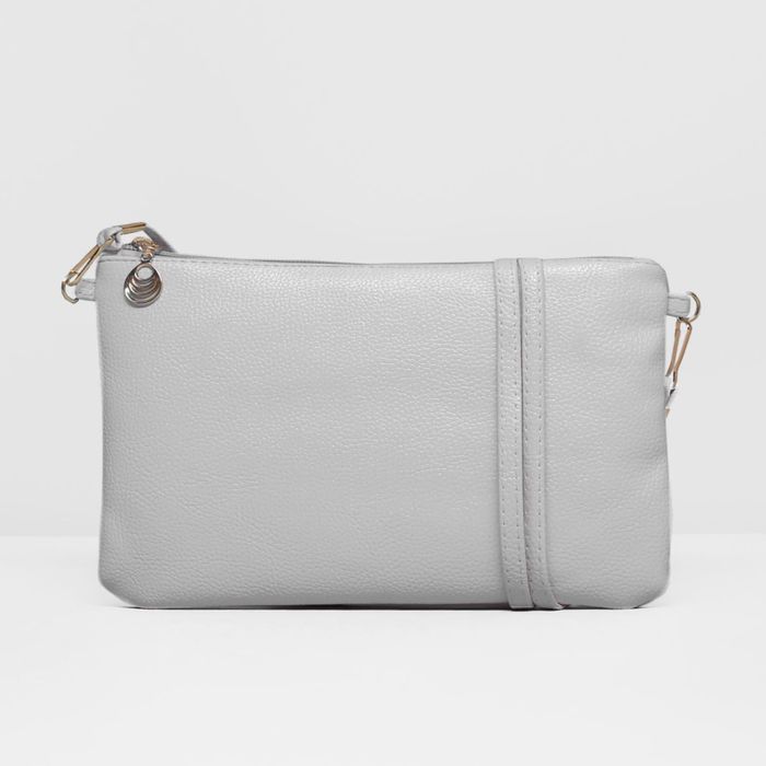 Клатч женский "Классика", отдел на молнии, длинный ремень, цвет серый