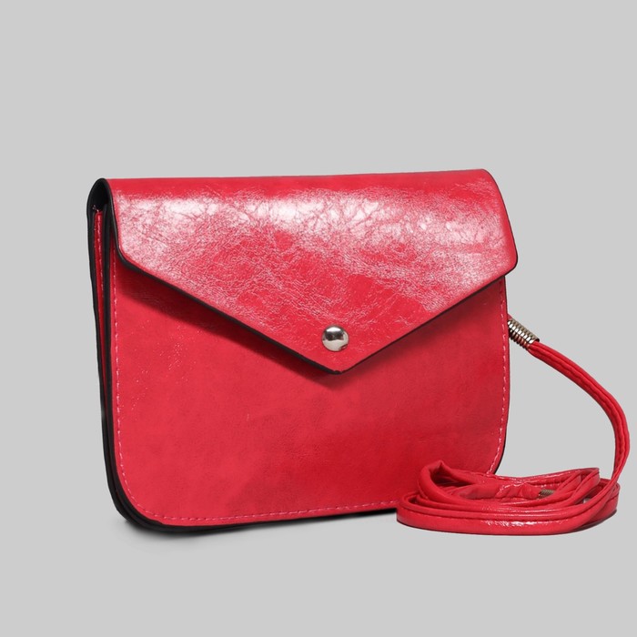Сумка женская "Шарм", 3 отдела на клапане, длинный ремень, цвет малиновый