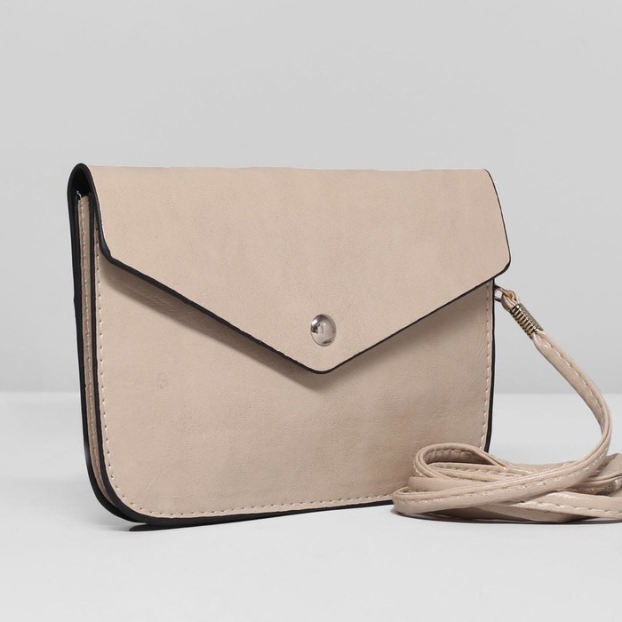 Сумка женская "Шарм", 3 отдела на клапане, длинный ремень, цвет молочный