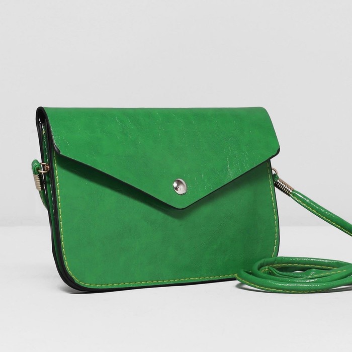Сумка женская "Шарм", 3 отдела на клапане, длинный ремень, цвет зелёный