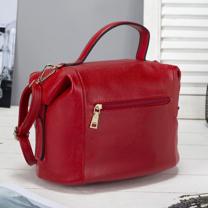 Сумка женская на молнии, 1 отдел, наружный карман, длинный ремень, цвет коралловый