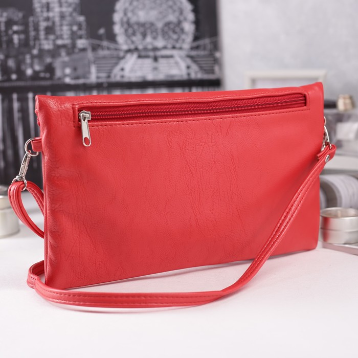 Сумка женская на молнии, 1 отдел, наружный карман, цвет красный