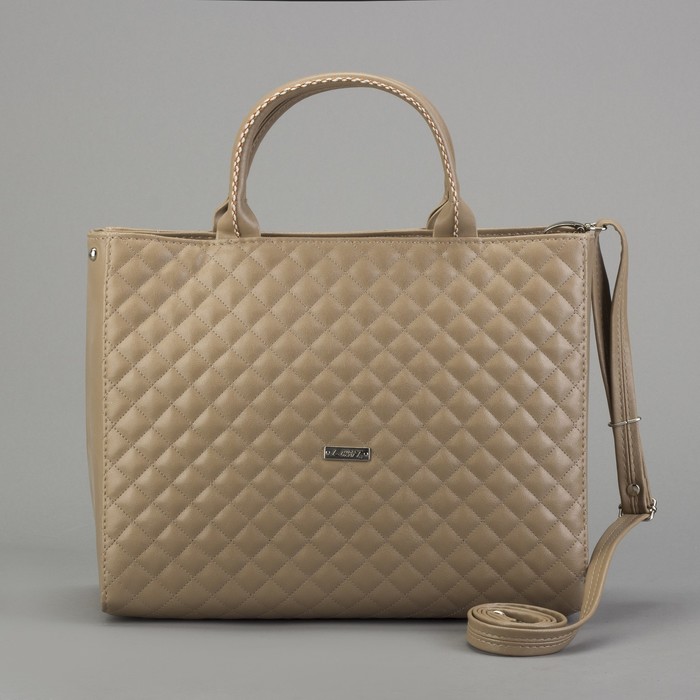 Сумка женская на молнии, 1 отдел, наружный карман, длинный ремень, цвет бежевый