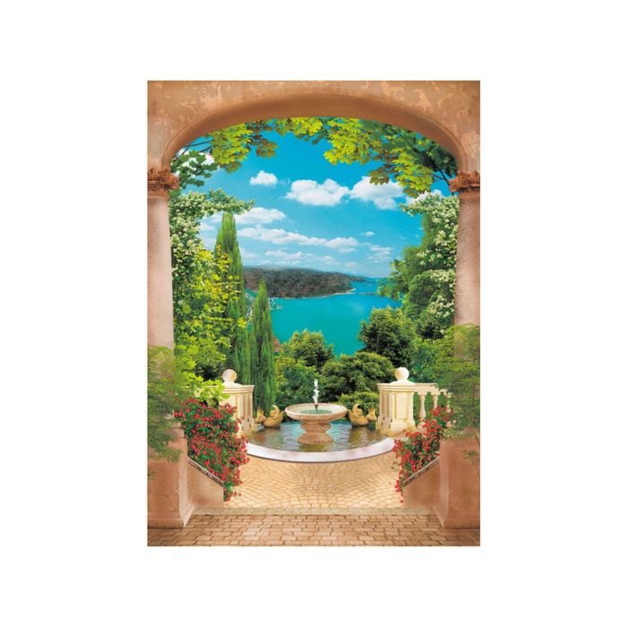 Фотообои "Дворик с фонтаном" 21-0334-BG (из 2-х листов), 2,00х2,8 м