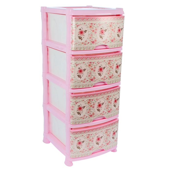 Комод 4-х секционный с декором "Чайная роза"