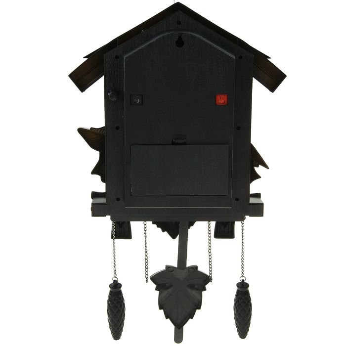 Часы настенные с кукушками черные 30*34см пластик