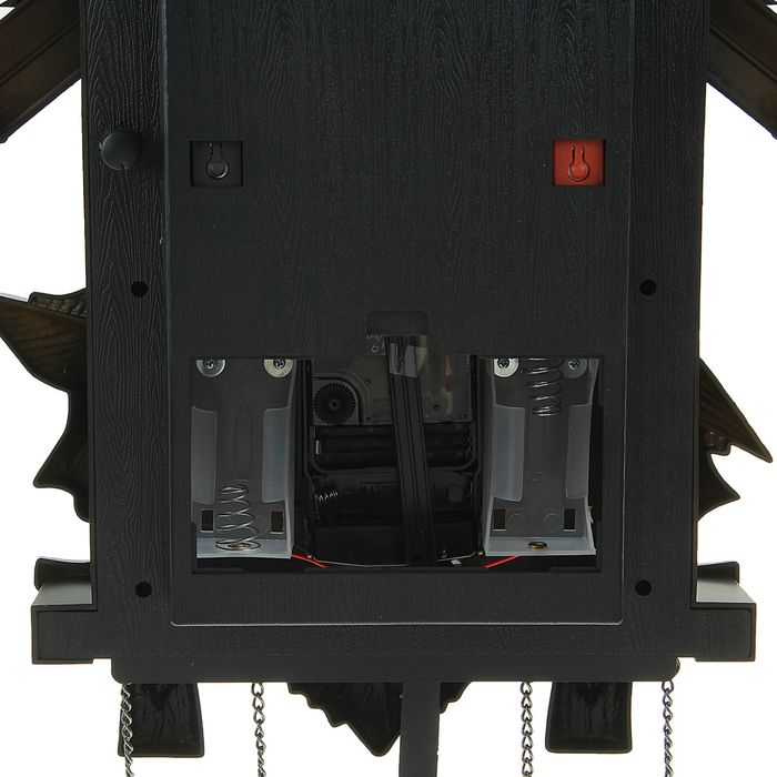 Часы настенные с кукушками черные 30*34см пластик