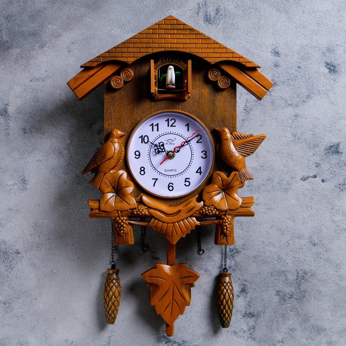 Часы настенные, серия: Маятник, "Птички", 30 х 34 см