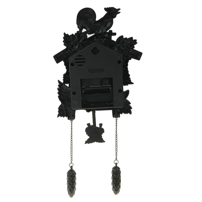 Часы настенные с петухом черные 17,5*22см